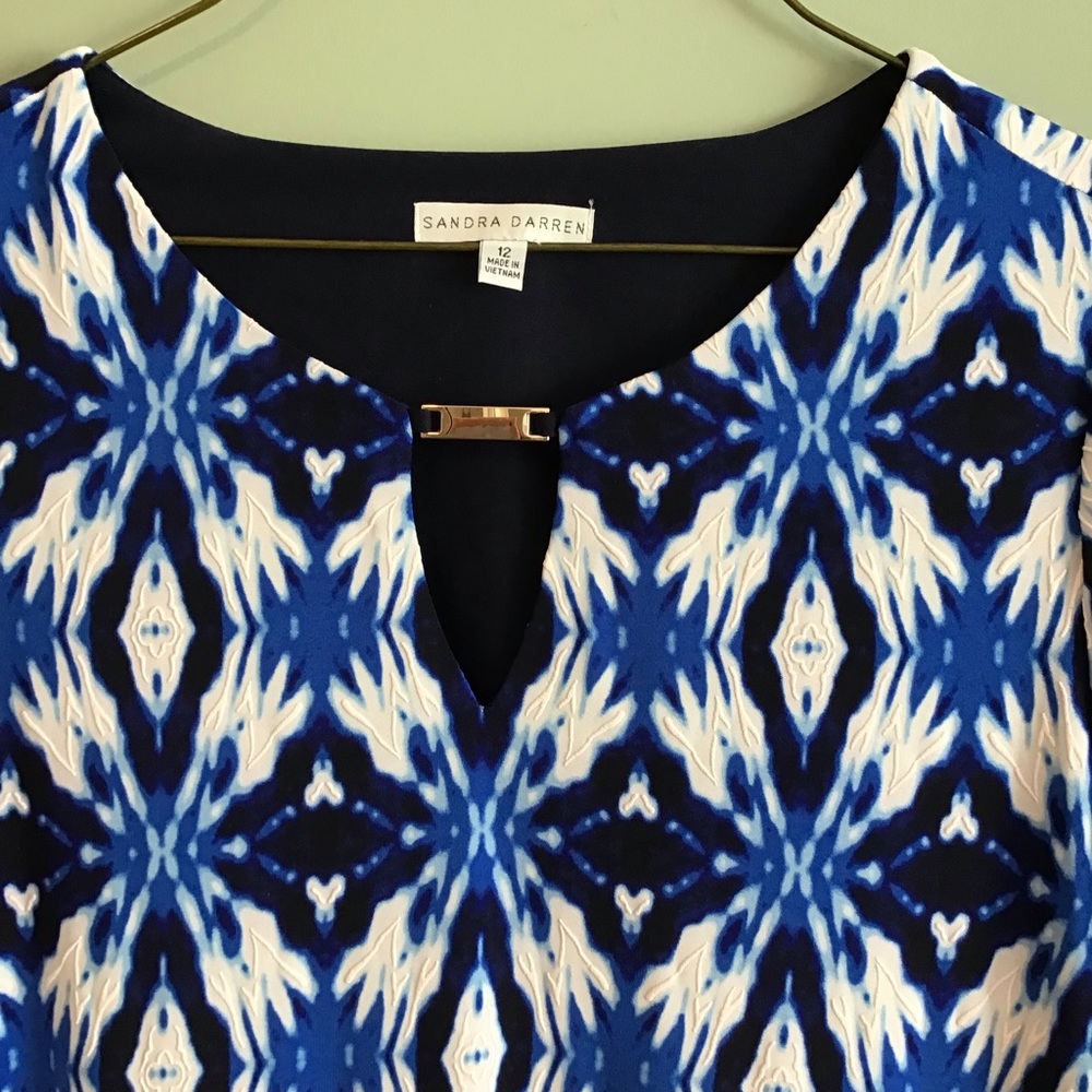 SANDRA DARREN 3/4 SLEEVE KEYHOLE NECKLINE SHIFT DRESS SZ 12 NWT - Picture 4 of 13